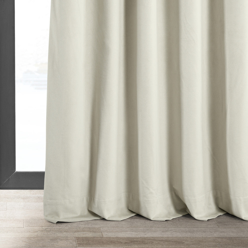 Signature Off White Blackout Velvet Curtain Single Panel, 50"x84"