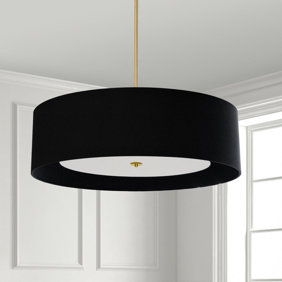 Helena Contemporary 4 Light Aged Brass Black Metal Pendant