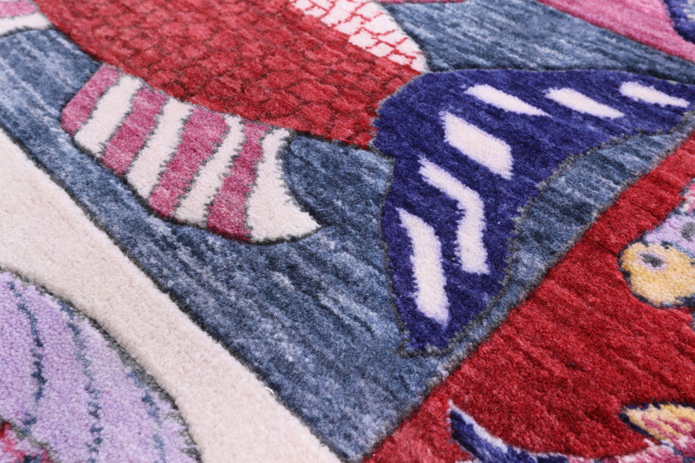 Runner Gabbeh Fish Design Hand-Knotted Wool Rug 3' 0" X 13' 9" - Q15789