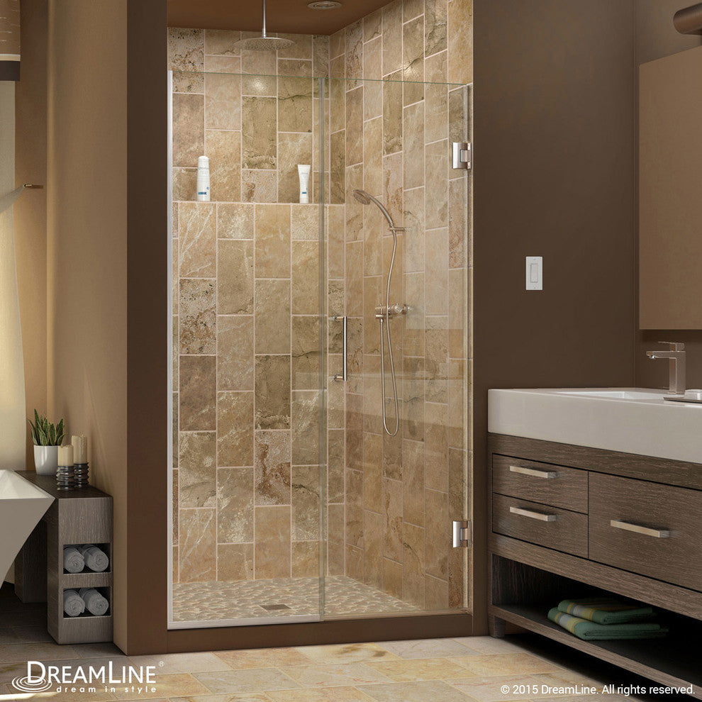 DreamLine Unidoor Plus 60.5" to 61"x72" Hinged Shower Door, Brushed Nickel