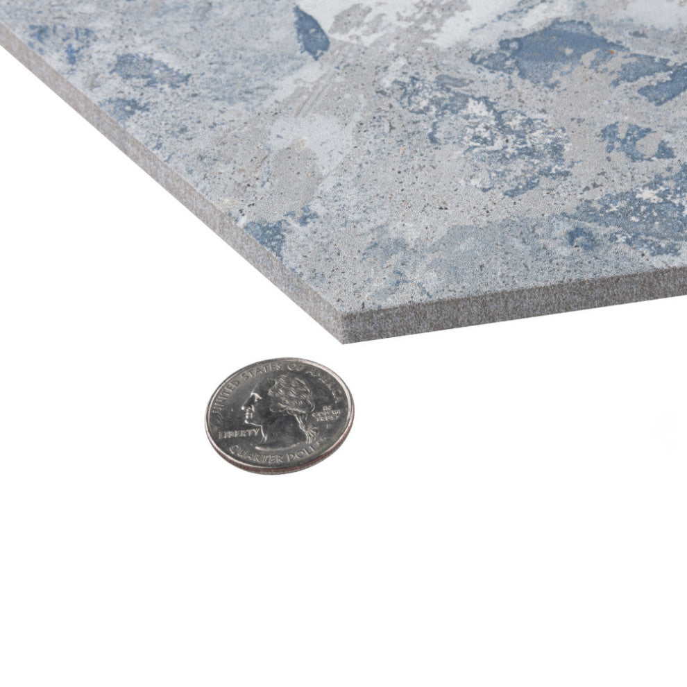 Recycle Hex River Blue Porcelain Floor and Wall Tile Sample