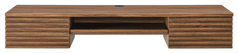 Computer Work Desk, Walnut, Wood, Modern, Mid Century Home Business Office