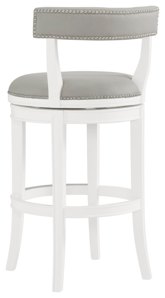 Hanover Swivel Bar Stool, White and Gray, Bar Height