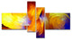 Yellow Fractal Abstract Pattern, Abstract Art on Canvas, 60"x32", 4 panels