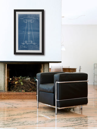 "Tesla Coil 1914 Blueprint" Framed Painting Print