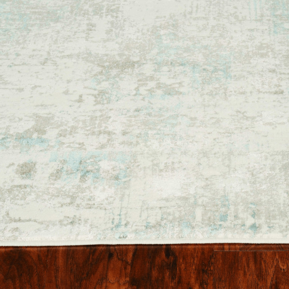 8'X10' Ivory Grey Machine Woven Geometric Indoor Area Rug