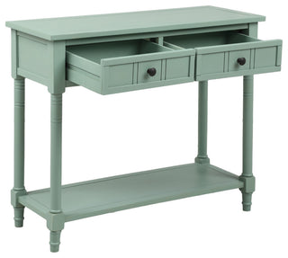 Console Table with Two Drawers and Bottom Shelf, Antique Blue