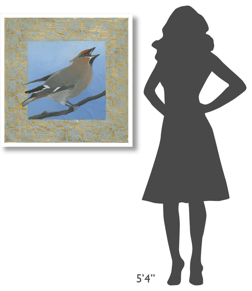 "Cedar Waxwing" Digital Paper Print by Kathrine Lovell, 32"x32"