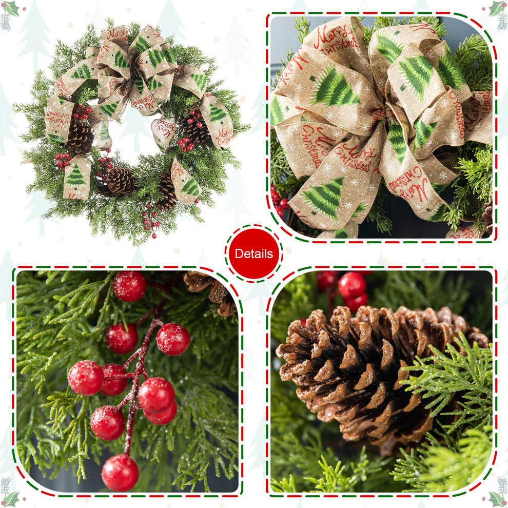 24"D Cypress Leaves Pinecone Wreath