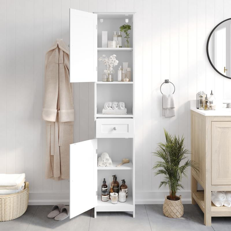 Dune Freestanding Bathroom Linen Tower Storage Cabinet, White