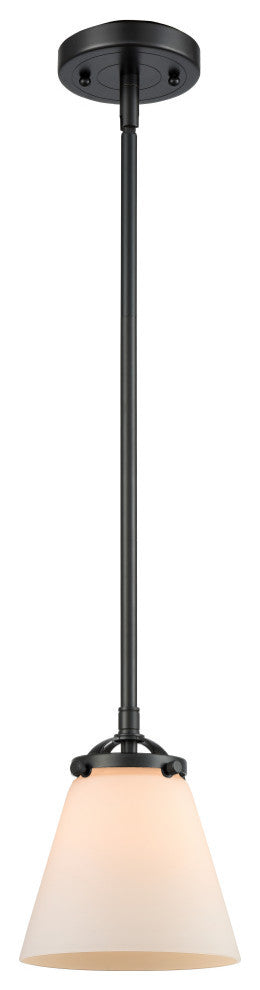 Small Cone 1-Light Mini Pendant, Oil Rubbed Bronze, Matte White