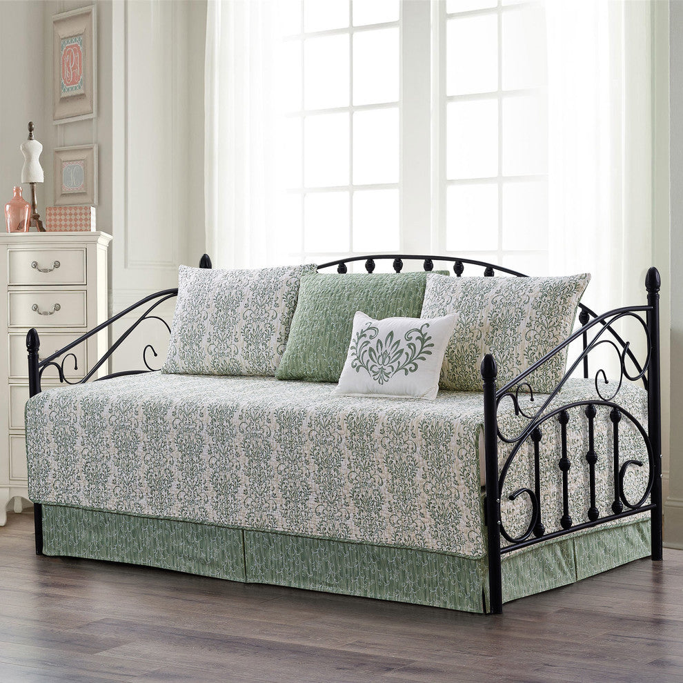 Mayfair 6 Piece Quilted Daybed Set, Green, Daybed (75"x39")