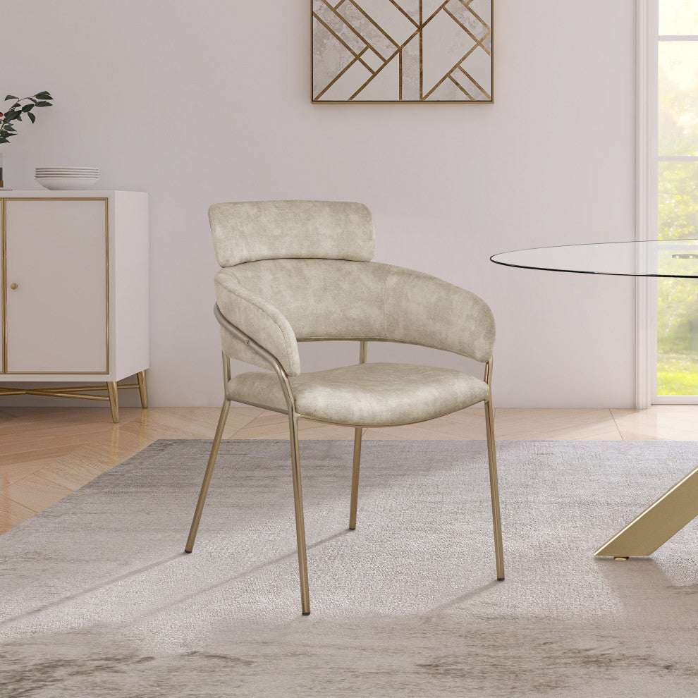 Yara Upholstered Dining Chair (Set of 2), Stone, Velvet