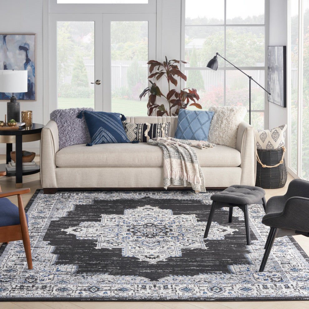 Nourison Passion 8' x 10' Black Ivory Vintage Indoor Area Rug