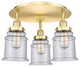 Canton-3 Light 18" Flush Mount-Satin Gold, Seedy Glass Shade