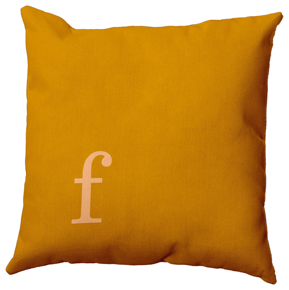 16"x16" Modern Monogram Decorative Throw Pillow, Autumn Gold