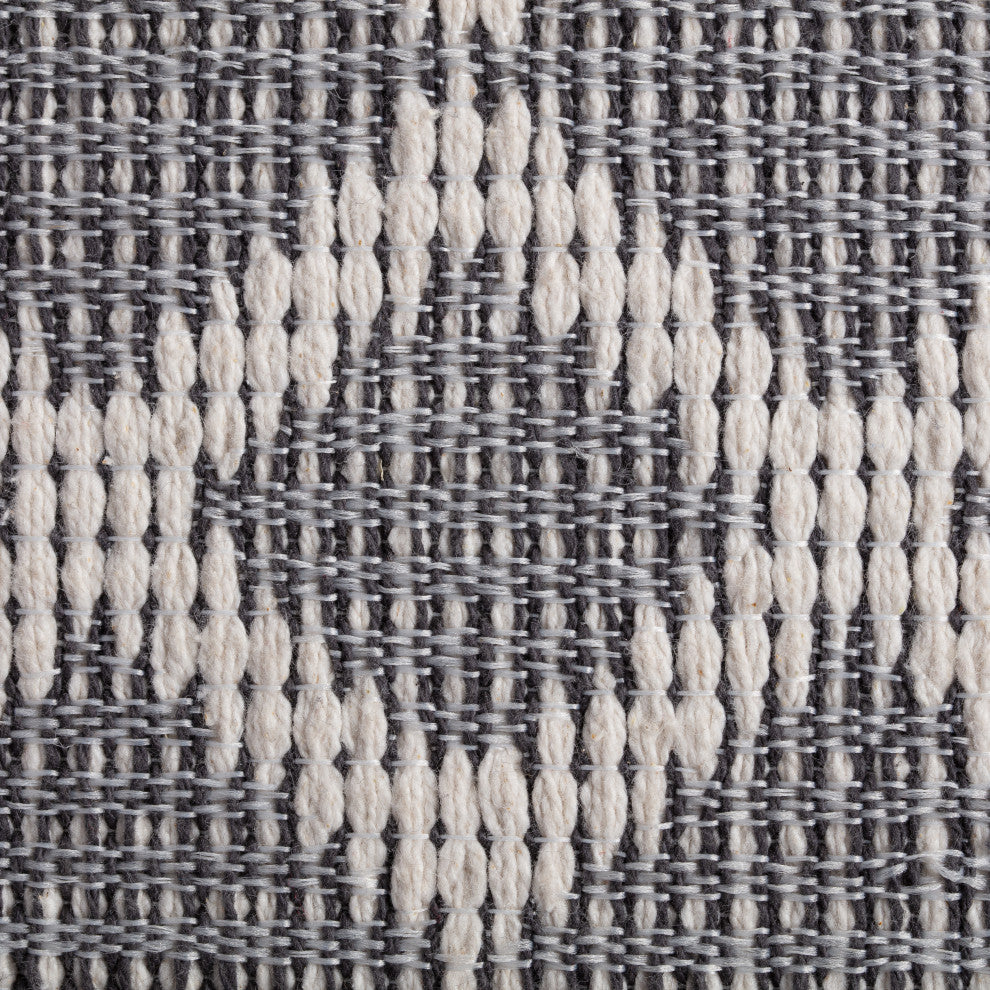 South Grand Gray 22" x 22" x 16" Gray and Ivory Pouf