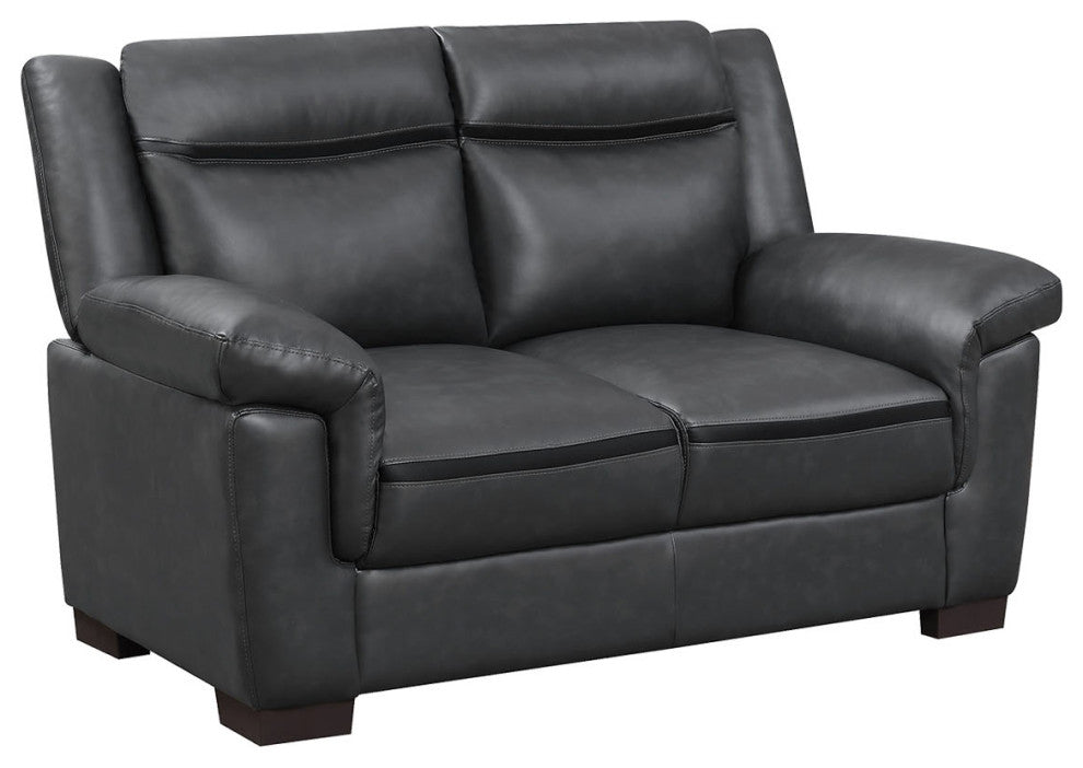 Loveseat with Faux Leather Upholstery, Dark Brown