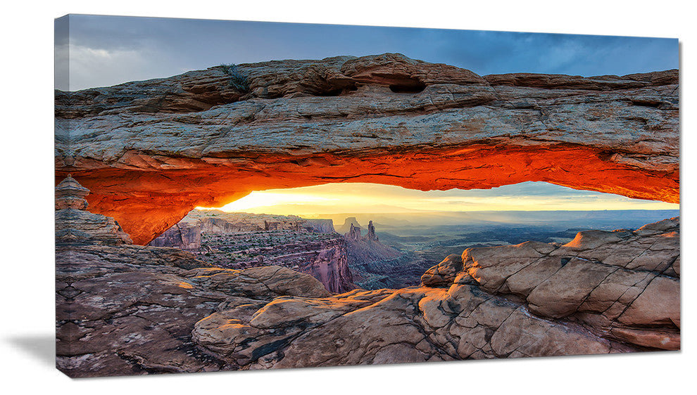 "Sunrise At Mesa Arch in Canyon Lands" Large Flower Canvas Wall Art, 40"x20"
