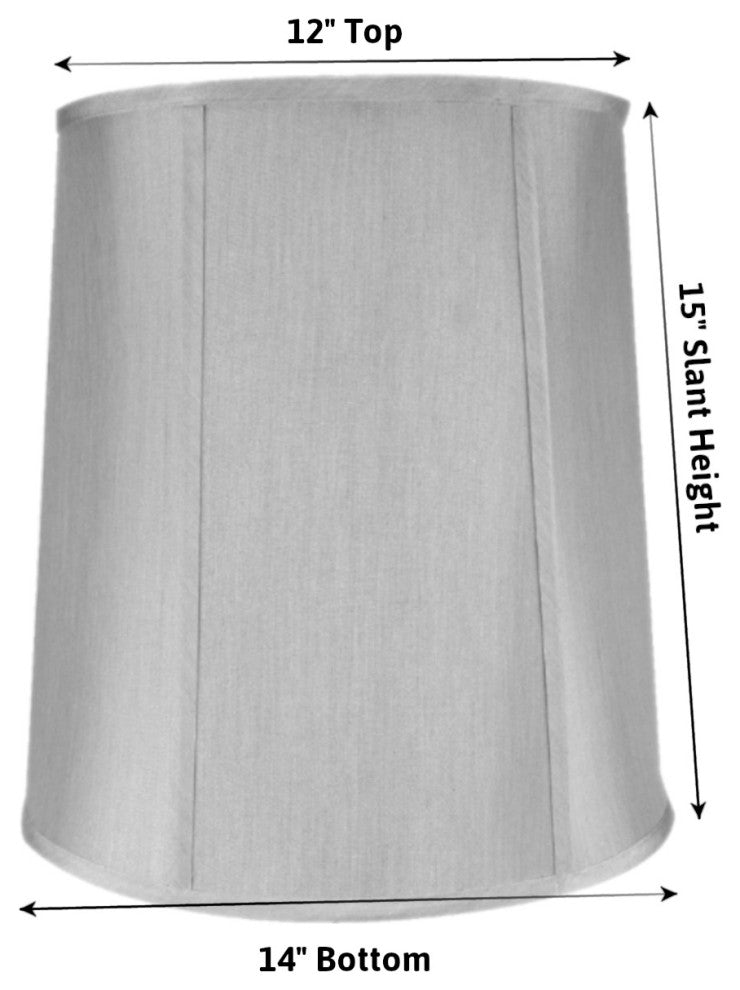 Fabric Drum Deluxe Lamp Shade With Liner 12"x14"x15", Gray