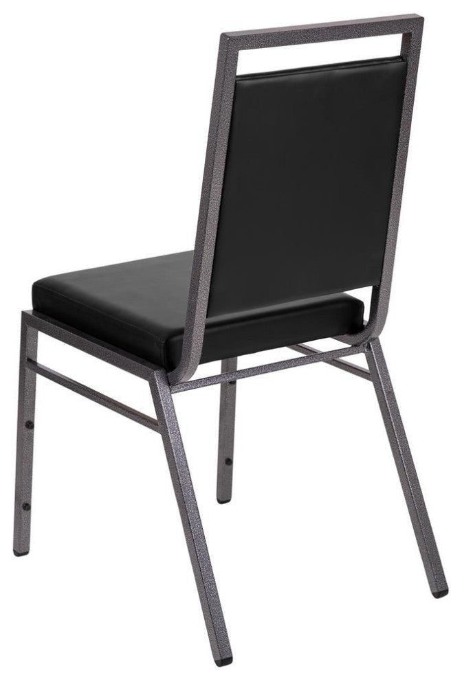 HERCULES Series Square Back Stacking Banquet Chair in Black Vinyl with...