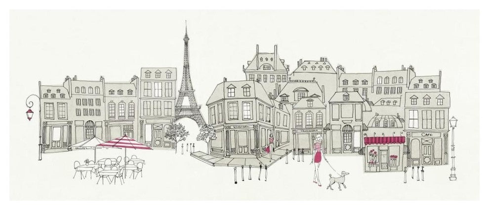 "World Cafe II Paris Pink" Digital Paper Print by Avery Tillmon, 52"x22"