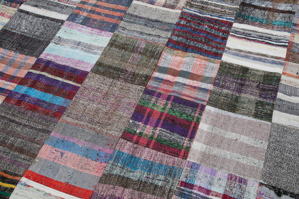 Rug N Carpet - Handmade Turkish 7' 10'' x 9' 9'' Vintage Patchwork Kilim Rug