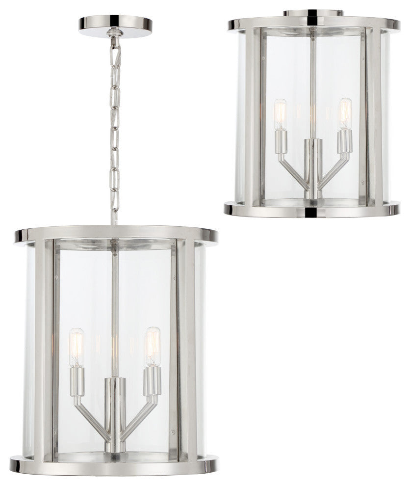 Libby Langdon for Crystorama Devon 4 Light Polished Nickel Lantern