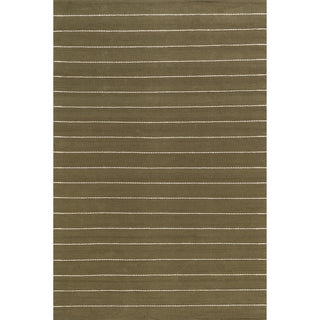 Nightwalk Striped Wool Area Rug, Olive Green 2'6"x8'