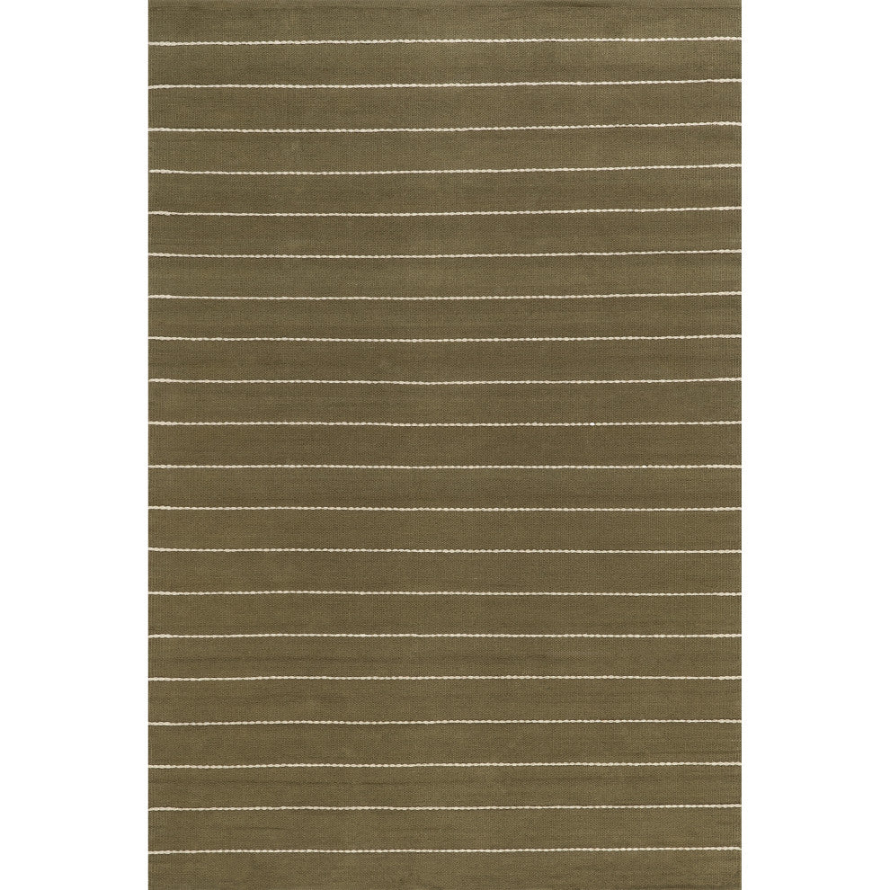 Nightwalk Striped Wool Area Rug, Olive Green 2'6"x8'