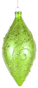 5" Green Teardrop Ornament With Olive Glitter