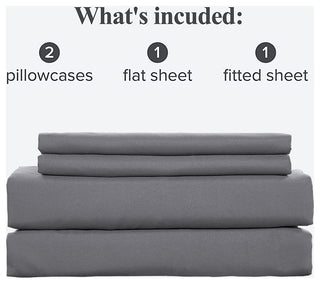Serenta Lei Embroidered 4 Piece Bed Sheet Set, Silver Gray, Queen