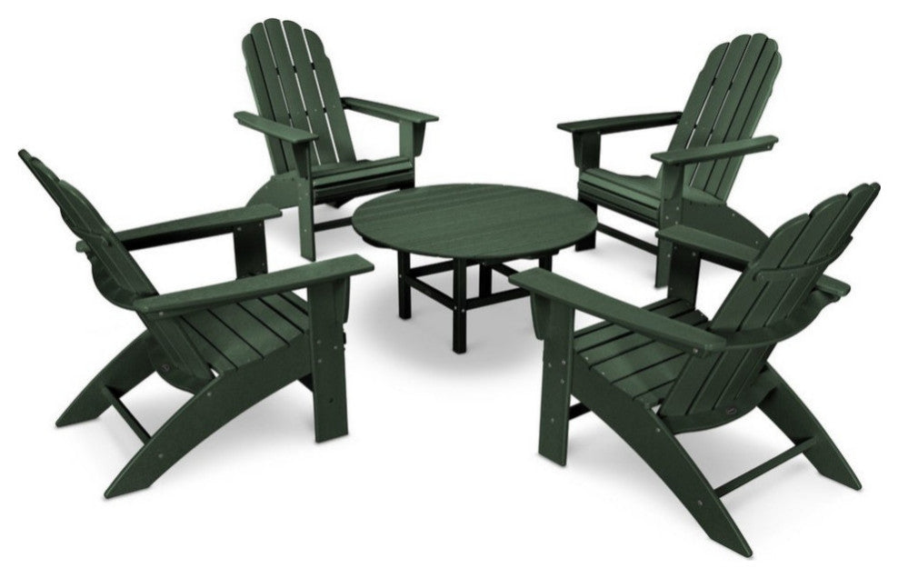 Polywood Vineyard 5-Piece Oversized Adirondack Set, Green