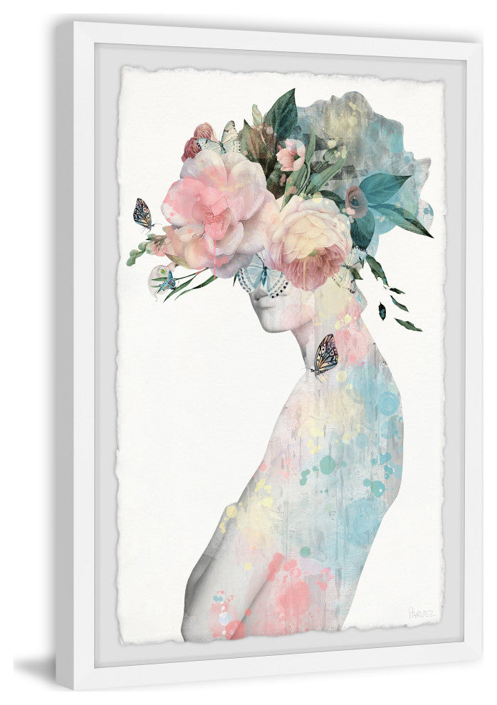 "Flower and Butterflies II" Framed Painting Print, 16"x24"