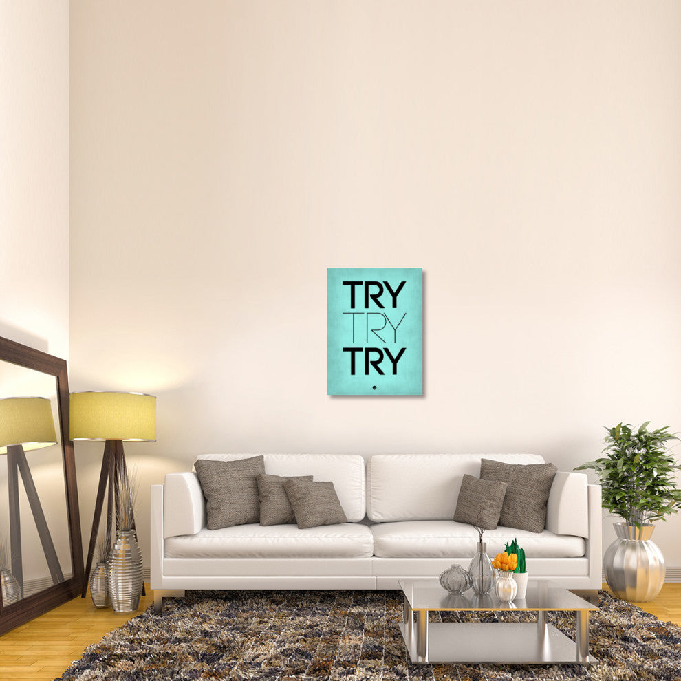 "Try Try Try Poster Blue" Fine Art Print