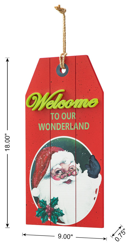 18"H Wooden Christmas Santa Door Hanger