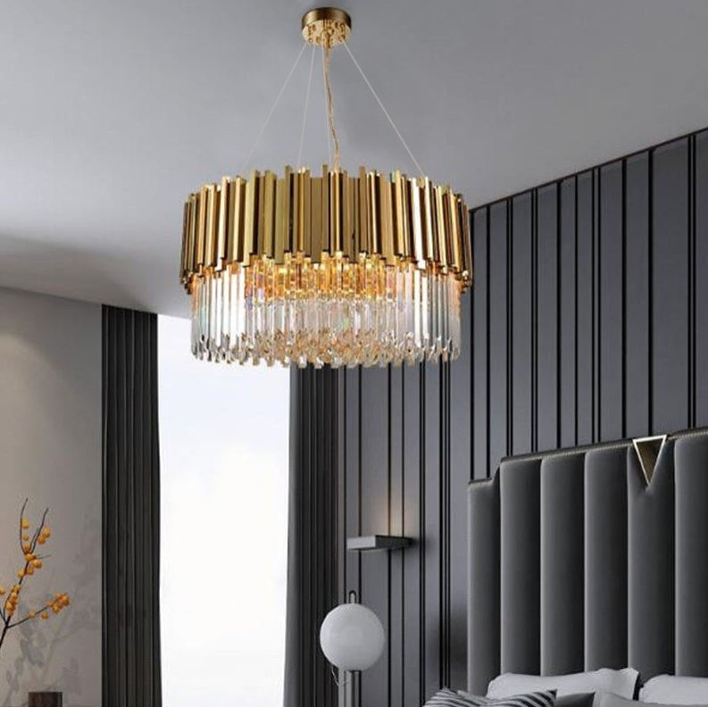 Gio Gold Plated Crystal Chandelier, Diameter 40"