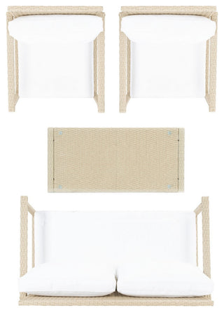 Safavieh Outdoor Garnen 4 Piece Living Set Beige/White Cushion
