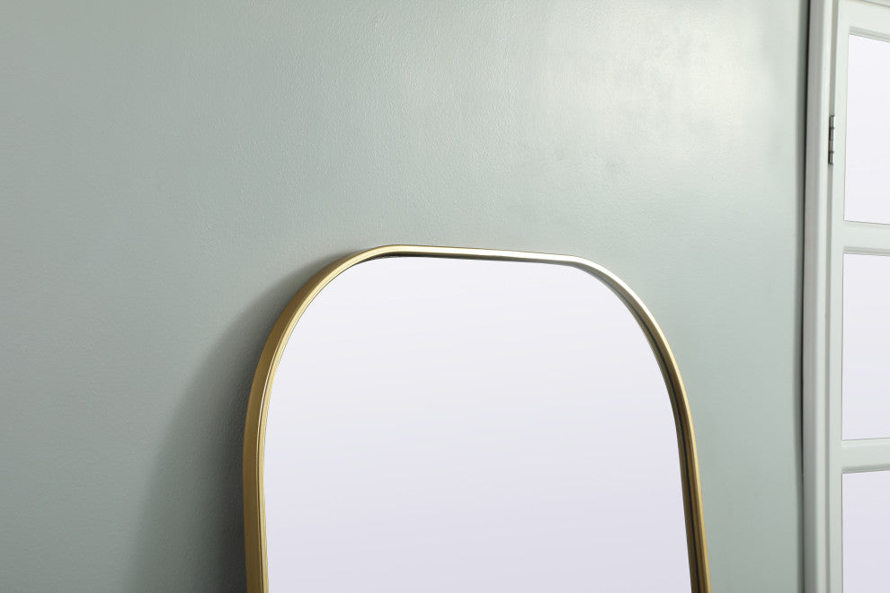 Metal Frame Arch Full Length Mirror 32X76 Inch, Brass
