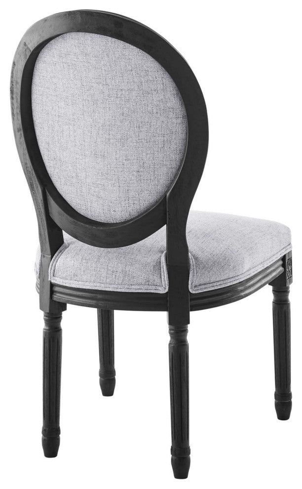 Emanate Vintage French Upholstered Fabric Dining Side Chair Black Light Gray