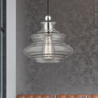 1 Light Brushed Nickel Pendant, Chrome Finish Accents