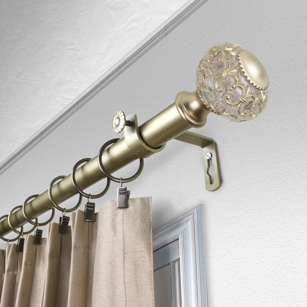 Bailey 1" Curtain Rod, Gold, 120-170"