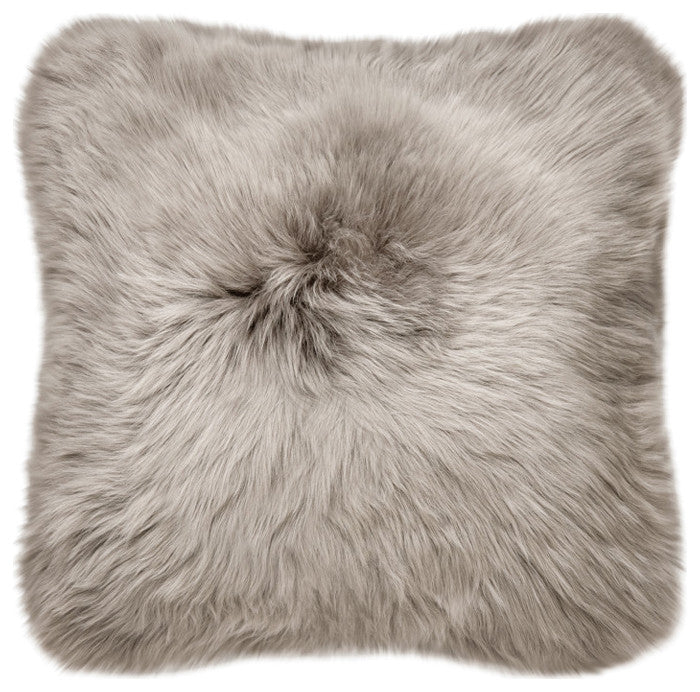 Classic Sheepskin Double-Sided Pillow, Taupe, 18"x18"