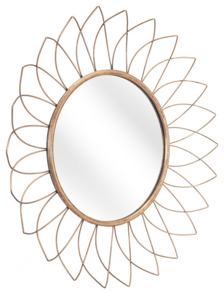 Gold Flowerburst Round Mirror