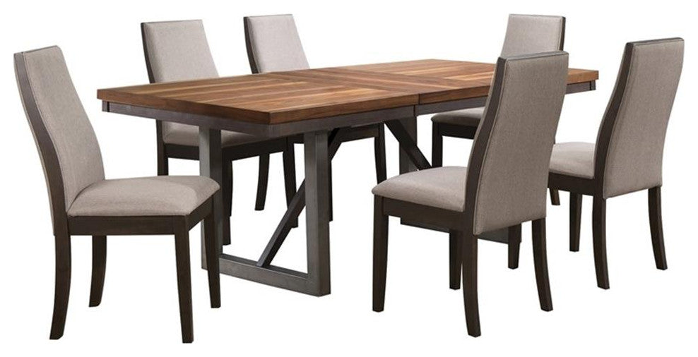 Pemberly Row 7-piece Wood Dining Room Set Natural Walnut and Gray