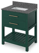 Wavecrest Contemporay Forest Green 30" Vanity, Steel Grey Cultured Vanity Top