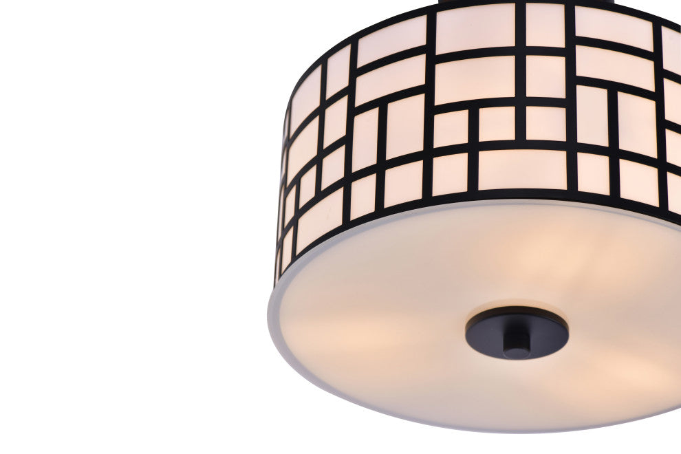 Lazzur Moselle 3 Light 12" Matte Black Semi-Flush Mount Ceiling Light