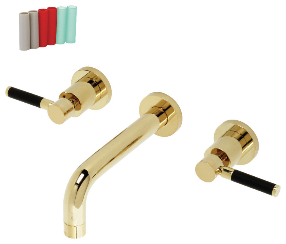 Kingston Brass KS8122DKL 2-Handle Wall Mount Bathroom Faucet, Polished Brass