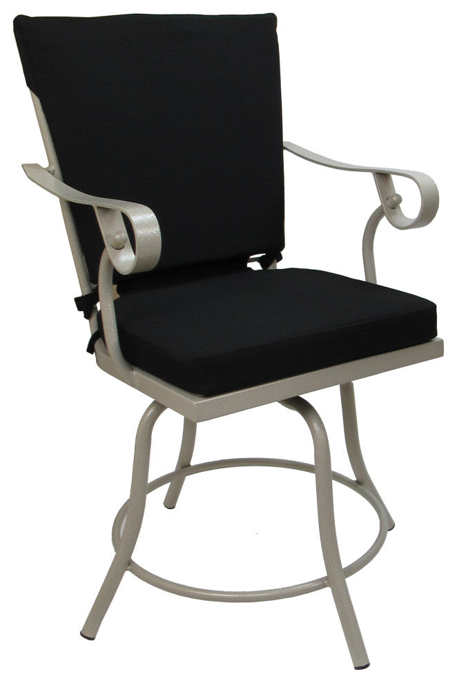 Outdoor/Indoor Patio Swivel Dining Chair Jamey With Arms, Black - Beige