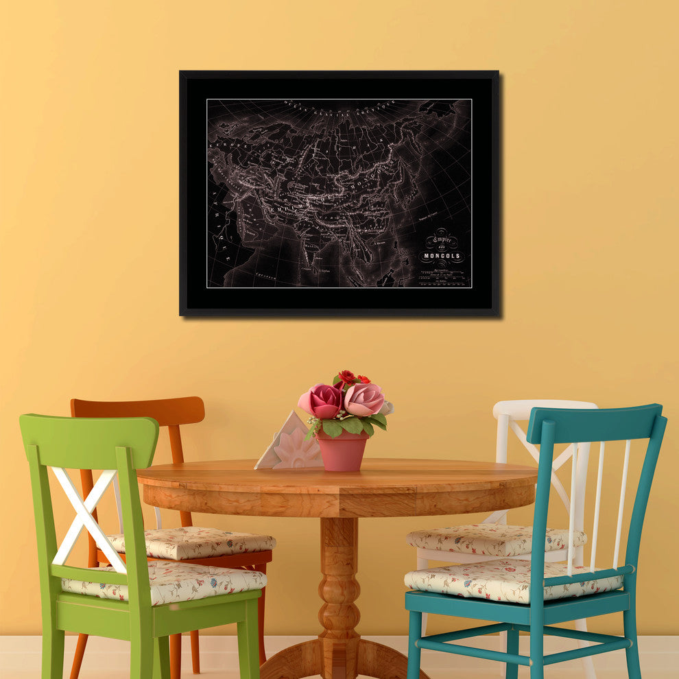 Mongolian Empire Asia Vintage Vivid Sepia Map Canvas, 28"x37"